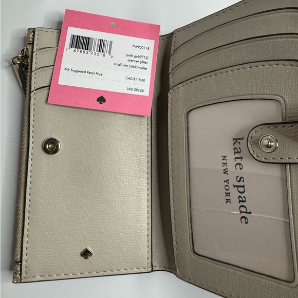 Kate Spade NWT Spencer Glitter Small Slim Bifold Wallet - Picture 10 of 11